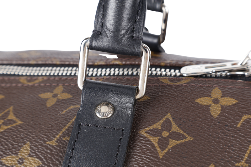 LOUIS VUITTON M56711 KEEPALL BANDOULIERE 55 MONOGRAM CANVAS SILVER HARDWARE (INITIALS NAME _ E.C.A) WITH STRAPS