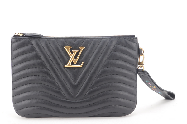 LOUIS VUITTON M63943 NEW WAVE POCHETTE BLACK CALF LEATHER WITH DUST COVER