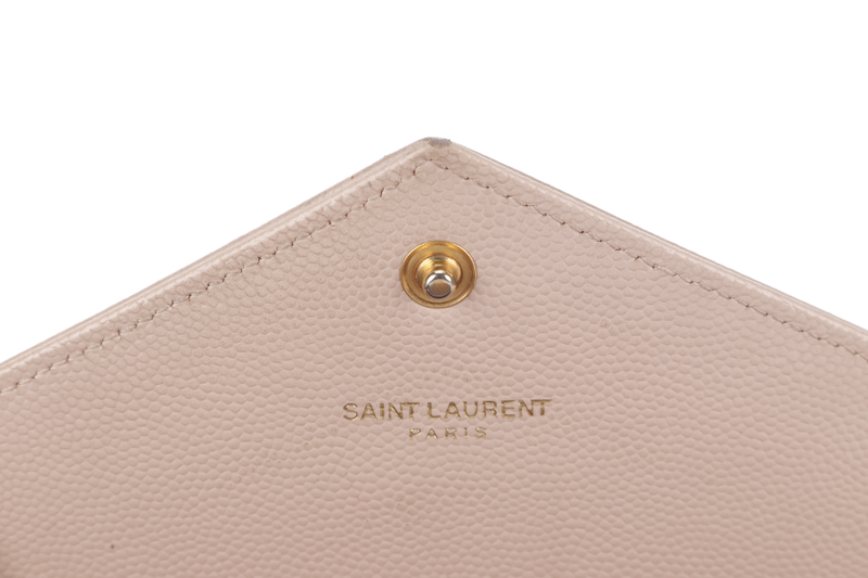 YVES SAINT LAURENT (YSL) LOGO CONTINENTAL WALLET BEIGE QUILTED LEATHER WITH DUST COVER AND BOX