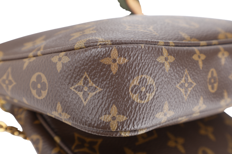 LOUIS VUITTON MULTI POCHETTE ACCESSOIRES KHAKI GREEN WITH DUST COVER AND BOX