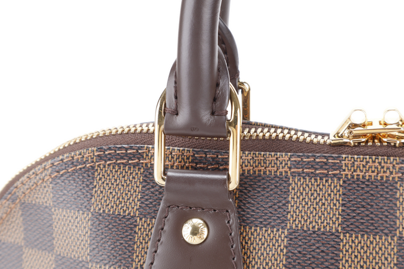 LOUIS VUITTON N53151 ALMA PM DAMIER EBENE CANVAS GOLD HARDWARE WITH LOCK&KEYS, DUST COVER AND BOX