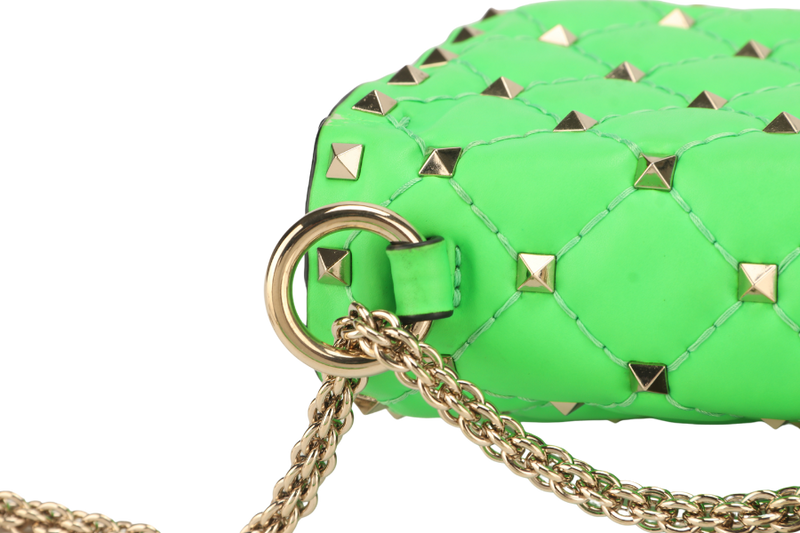 VALENTINO GARAVANI ROCKSTUD MINI GREEN CALFSKIN LIGHT GOLD HARDWARE NO DUST COVER