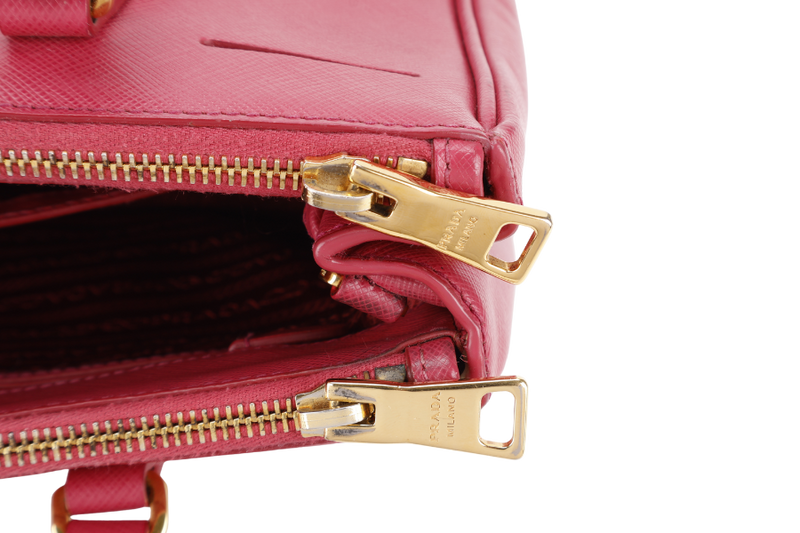 PRADA SAFFIANO LUX TOTE PINK BAG WITH STRAPS GOLD HARDWARE AND DUST COVER NO CARD