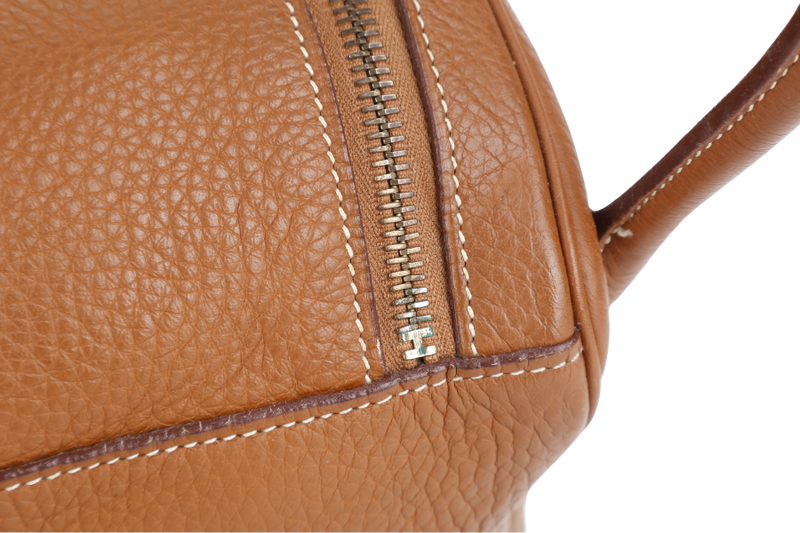 HERMES LINDY 34 STAMP K SQUARE (YEAR 2007) GOLD CLEMENCE LEATHER GOLD HARDWARE WITH DUST COVER