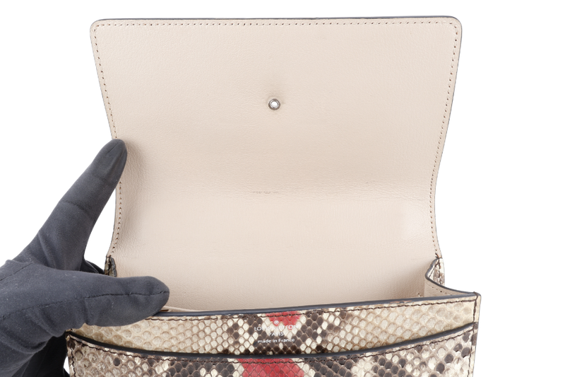 LOUIS VUITTON BICOLOR PYTHON CHAIN LOUISE MM BAG SILVER HARDWARE WITH DUST COVER