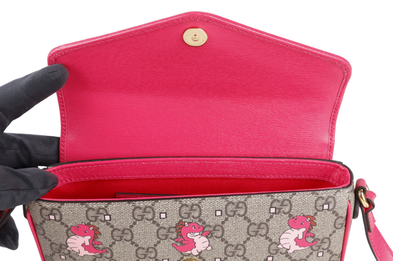 GUCCI DOUBLE GG MINI PINK BAG YEAR OF THE GG DRAGON WITH BOX