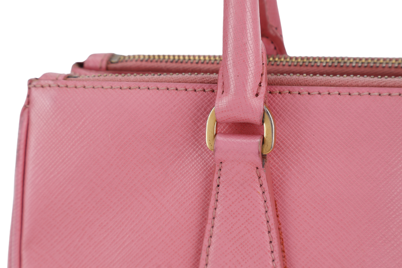 PRADA BN1801 SAFFIANO LUX SMALL PINK LEATHER GOLD HARDWARE WITH LONG STRAPS NO DUST COVER