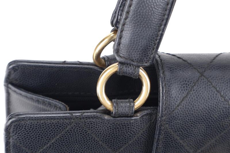 CHANEL TOP HANDLE BAG (500xxxx) BLACK CAVIAR LEATHER GOLD HARDWARE WITH DUST COVER