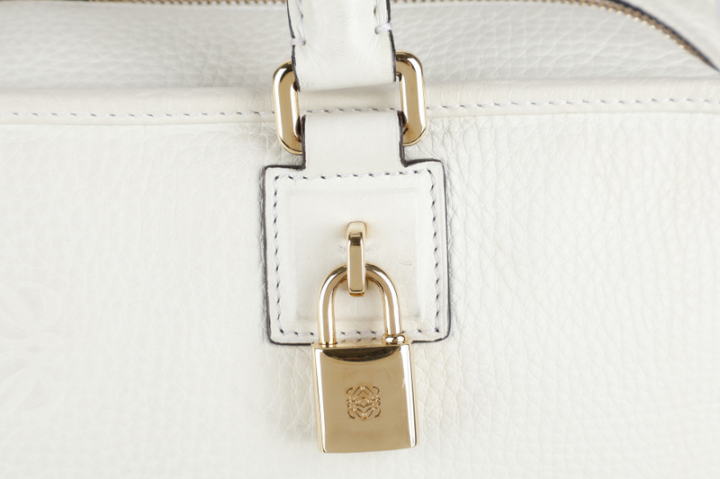 LOEWE AMAZONA 36 WHITE CALF LEATHER GOLD HARDWARE WITH DUST COVER