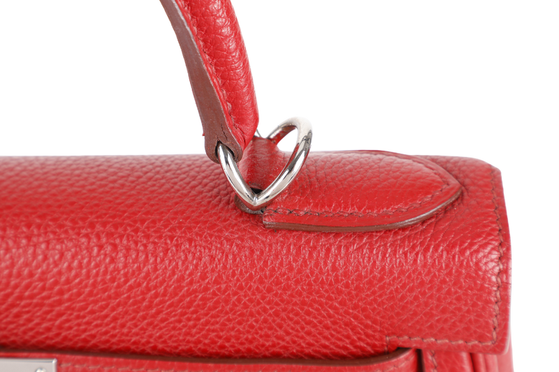 HERMES KELLY 28 RETOURNE ROUGE GRENAT TOGO LEATHER PHW STAMP M SQUARE (2009) NO DUST COVER
