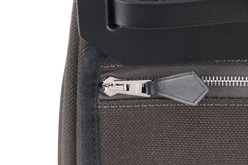HERMES MINI HERBAG BLACK, DARK BRONZE SILVER HARDWARE STAMP W (YEAR 2024) WITH DUST COVER AND BOX