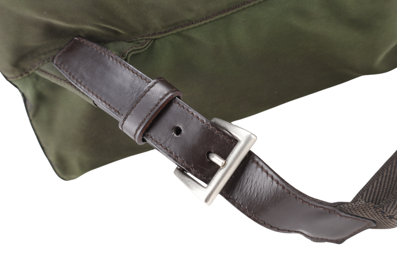 PRADA B2811 GREEN VELA NYLON BACKPACK WITH SILVER HARDWARE WITH CARD NO DUST COVER