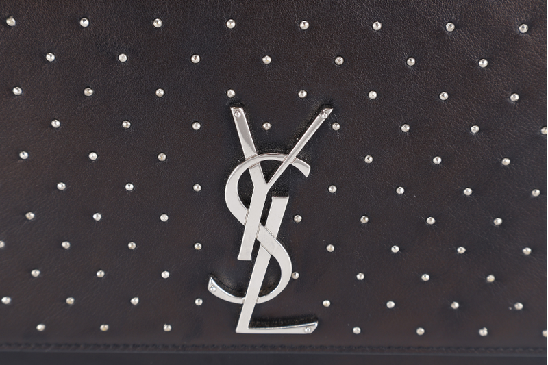 YVES SAINT LAURENT (YSL) STUDDED KATE MEDIUM BLACK LEATHER SILVER HARDWARE NO DUST COVER