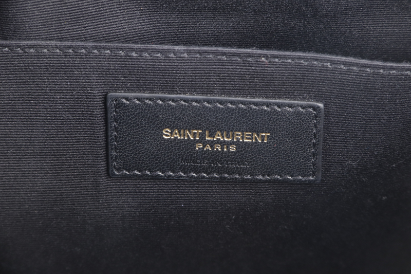 YVES SAINT LAURENT (YSL) QUILTED MATTELASSE BLACK LEATHER CLUTCH (TCT440222 0917) GOLD HARDWARE WITH DUST COVER