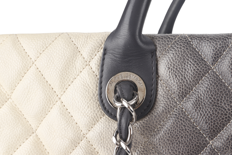 CHANEL TOTE BAG LARGE (1784xxxx) CREAM & GREY OMBRE CAVIAR LEATHER SILVER HARDWARE WITH DUST COVER