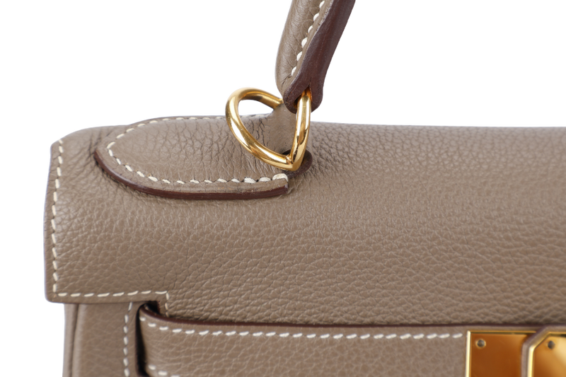 HERMES KELLY 28 RETOURNE ETOUPE TOGO GOLD HARDWARE STAMP X (2016) WITH DUST COVER, KEYS, LOCK STRAPS AND ORGANISER