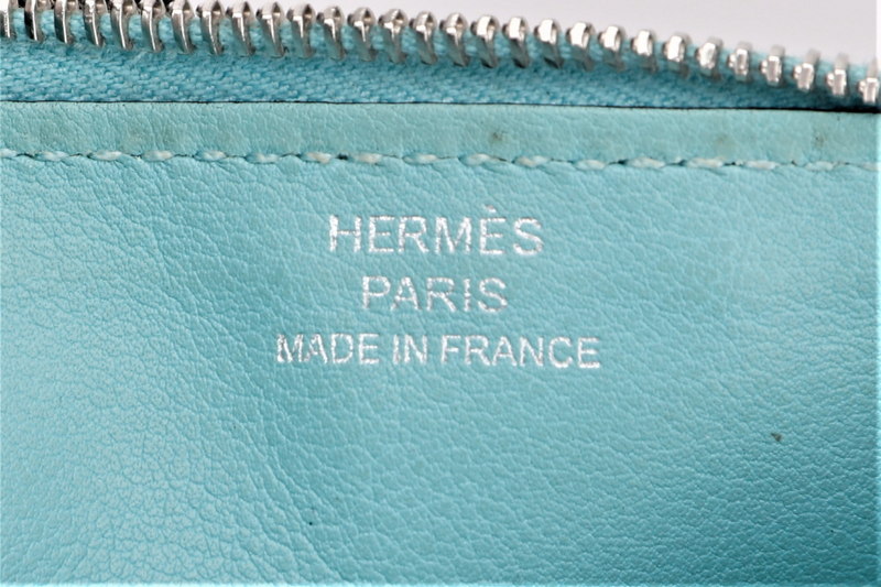 HERMES DONGON DUO WALLET (STAMP X) YEAR 2016 BLUE TOGO LEATHER PALLADIUM HARDWARE NO DUST COVER & BOX