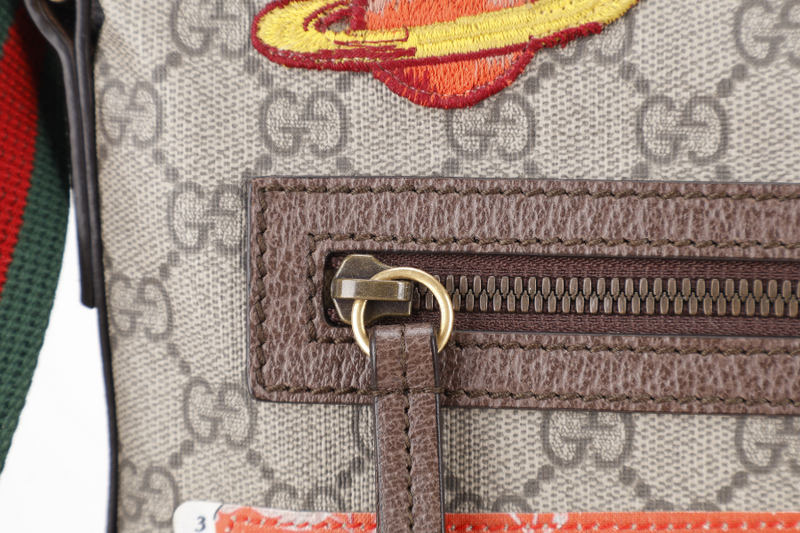 GUCCI ZIP GG SUPREME MESSENGER BAG BROWN CANVAS GOLD HARDWARE NO DUST COVER