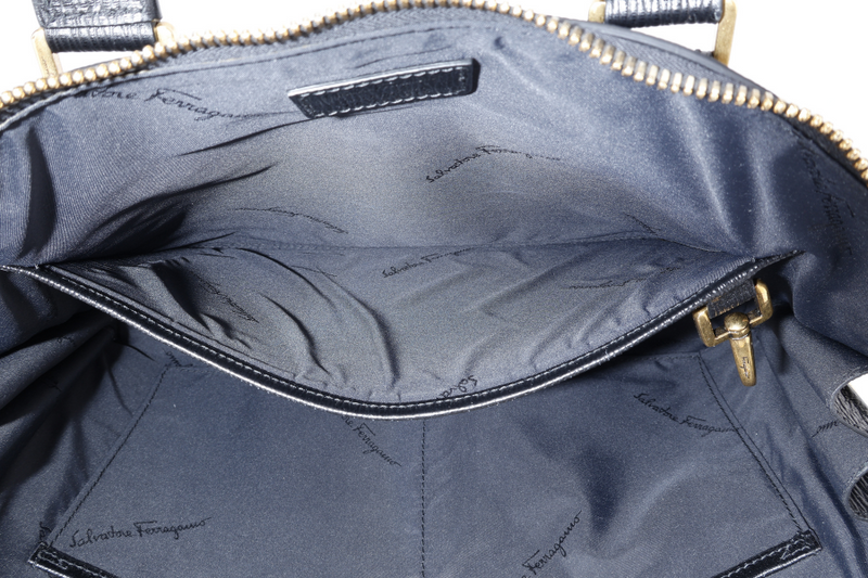 SALVATORE FERRAGAMO RIVIVAL 3.0 BLACK LEATHER BRIEFCASE GOLD HARDWARE NO DUST COVER
