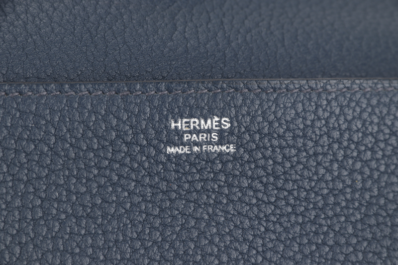 HERMES ETRIVIERE MESSENGER BAG BLUE CLEMENCE LEATHER SILVER HARDWARE STAMP R SQUARE (YEAR 2014) NO DUST COVER