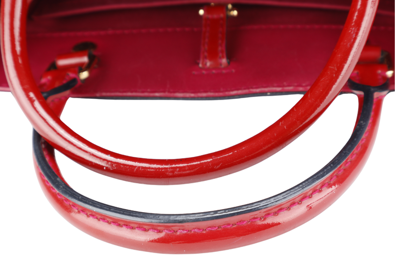 LOUIS VUITTON MONTAIGNE BB RED MONOGRAM VERNIS LEATHER GOLD HARDWARE NO DUST COVER