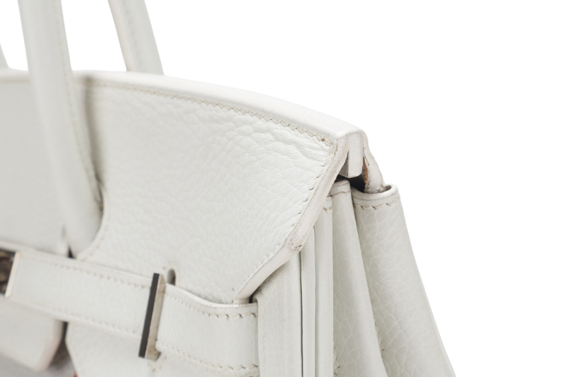 HERMES BIRKIN FLAG 35 WHITE AND GRIS PERLE CLEMENCE, LIZARD LEATHER SILVER HARDWARE STAMP Q SQUARE (YEAR 2013) WITH LOCK & KEYS AND DUST COVER
