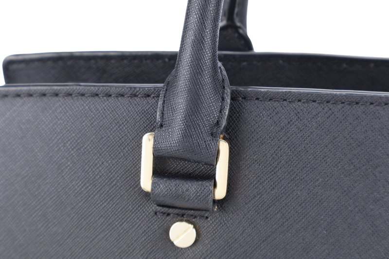 MICHAEL KORS SELMA LARGE SAFFIANO BLACK LEATHER TOTE BAG WITH GOLD HARDWARE AND DUST COVER