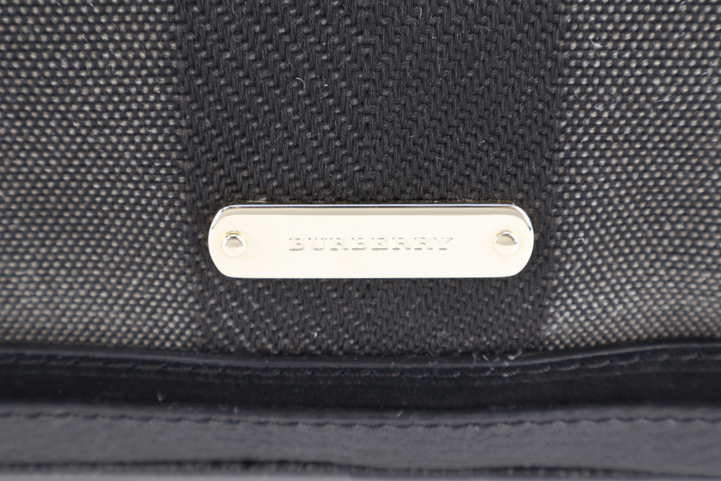 BURBERRY BLACK CHECKERED CANVAS GOLD HARDWARE TOTE BAG WITH STRAPS WITH STRAPS AND NO DUST COVER