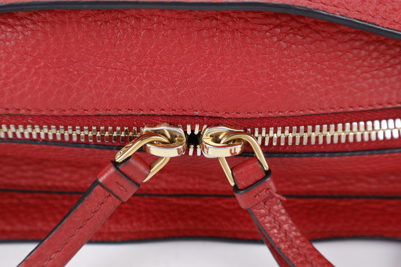 PRADA LOGO VITELLO PHENIX MEDIUM RED LEATHER BUCKET MESSENGER BAG GOLD HARDWARE WITH STRAPS AND DUST COVER