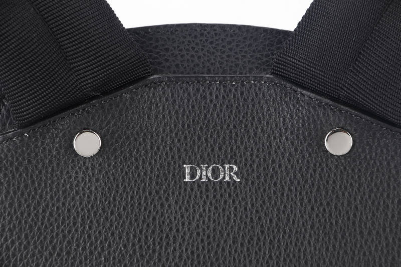 CHRISTIAN DIOR SADDLE BACKPACK SMALL BLACK CALFSKIN LEATHER SILVER HARDWARE WITH CARD AND STRAPS