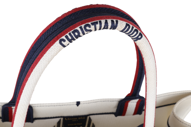 CHRISTIAN DIOR BOOK TOTE (50-MA-0281) WHITE MEDIUM CANVAS TOTE BAG WITH CARD AND BOX