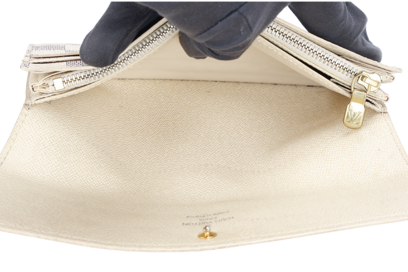LOUIS VUITTON SARAH LONG WALLET DAMIER AZUR CANVAS GOLD HARDWARE NO DUST COVER