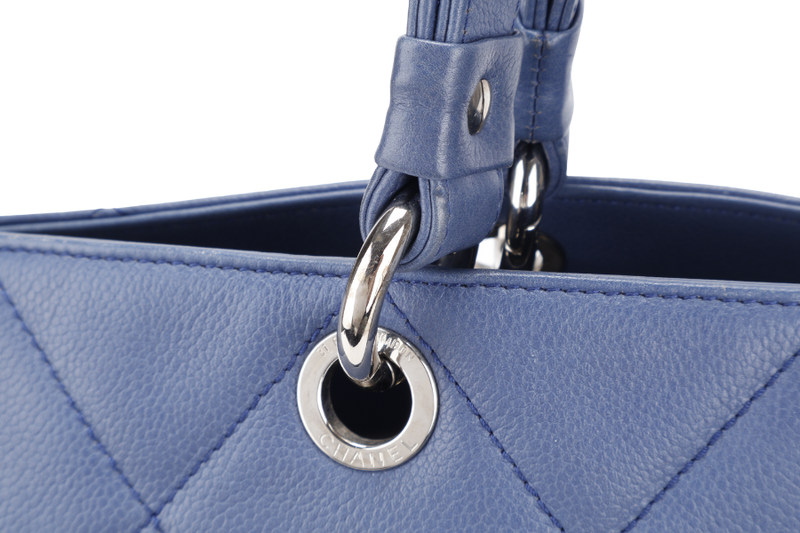 CHANEL TIMELESS SOFT SHOPPER TOTE BLUE CAVIAR LEATHER SILVER HARDWARE (1277xxxx) WITH DUST COVER