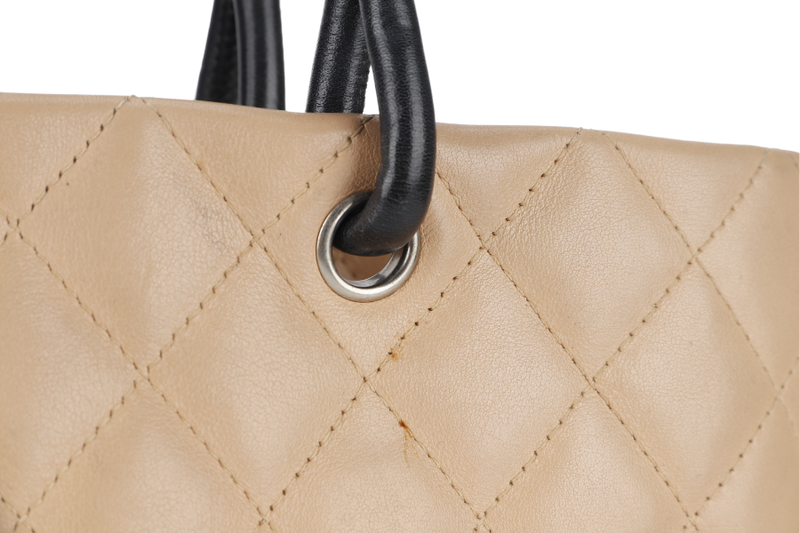 CHANEL CAMBON LINE TOTE (931xxxx) BEIGE LAMBSKIN SILVER HARDWARE NO CARD NO DUST COVER