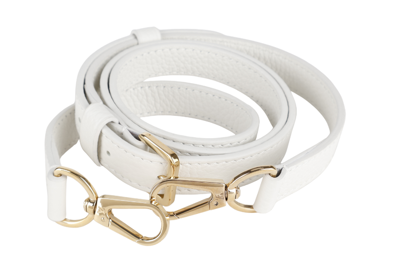 LOUIS VUITTON CAPUCINES BB SNOW WHITE CALFSKIN LEATHER GOLD HARDWARE WITH STRAPS AND DUST COVER