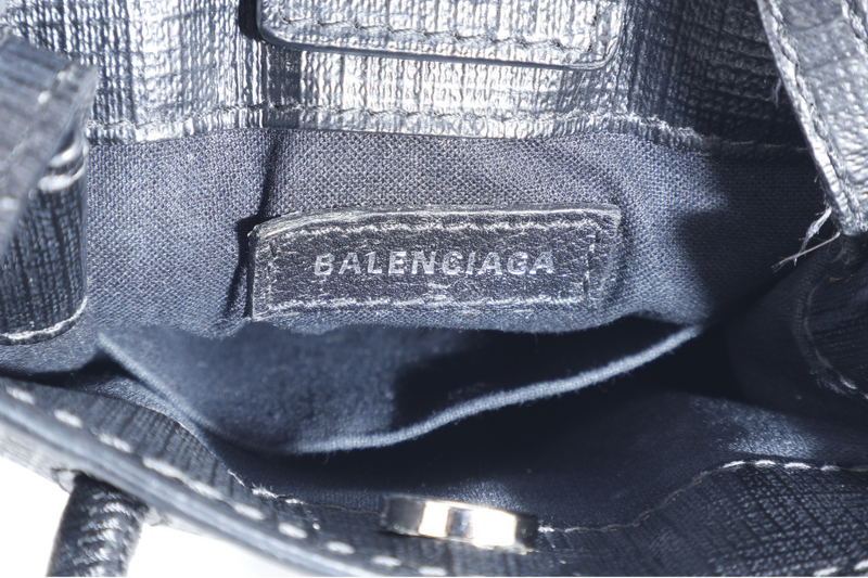 BALENCIAGA SHOPPING PHONE HOLDER BAG BLACK LEATHER SILVER HARDWARE NO DUST COVER