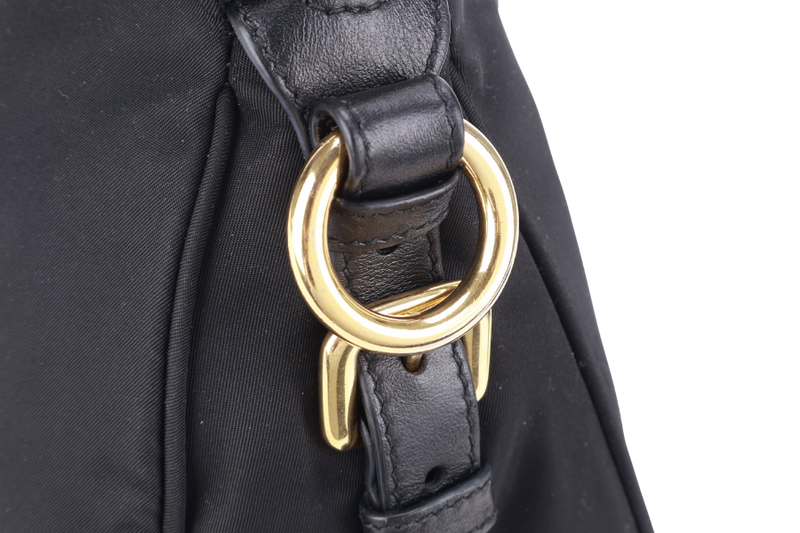 PRADA BN1903 TOP HANDLE BLACK NYLON GOLD HARDWARE NO DUST COVER