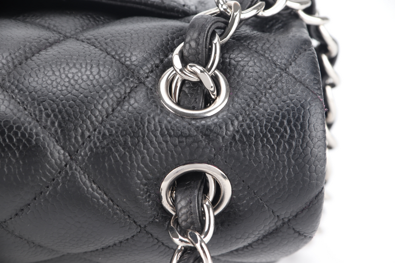 CHANEL CLASSIC DOUBLE FLAP BAG JUMBO BLACK CAVIAR SILVER HARDWARE (1803xxxx) NO DUST COVER