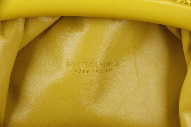 BOTTEGA VENETTA YELLOW CURLY RAFFIA LEATHER MINI THE POUCH BAG SILVER HARDWARE NO DUST COVER