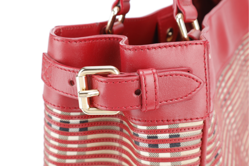 BURBERRY RAVENSCLON PINK HAYMARKET CHECK HANDBAG WITH DUST COVER