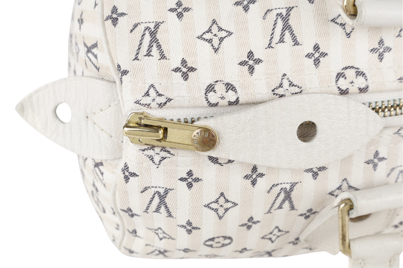 LOUIS VUITTON SPEEDY 30 WHITE MONOGRAM MINI LIN CANVAS GOLD HARDWARE NO DUST COVER