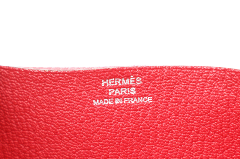 HERMES BEARN WALLET KHAKI BICOLOR CHEVRE MYSORE SILVER HARDWARE STAMP N SQUARE (YEAR 2010) NO DUST COVER