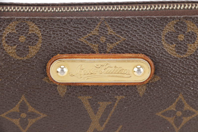 LOUIS VUITTON M95567 EVA CLUTCH MONOGRAM CANVAS GOLD HARDWARE WITH LEATHER, CHAIN STRAPS AND DUST COVER