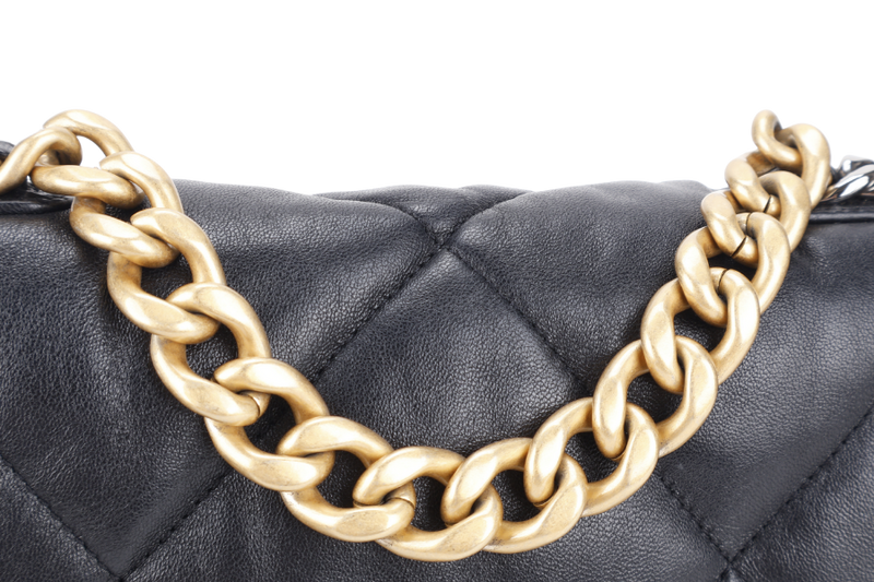 CHANEL 19 (PUTHL4TJ) LAMBSKIN GOLD TONE SILVER & RUTHENIUM GOLD HARDWARE WITH DUST COVER