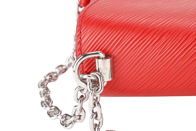 LOUIS VUITTON M50523 TWIST MM RED MEDIUM EPI LEATHER SILVER HARDWARE WITH DUST COVER