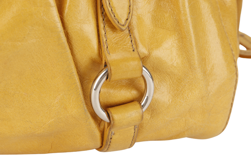 MIU MIU 2WAY SHOULDER BAG (RN06472) YELLOW LEATHER SILVER HARDWARE NO DUST COVER