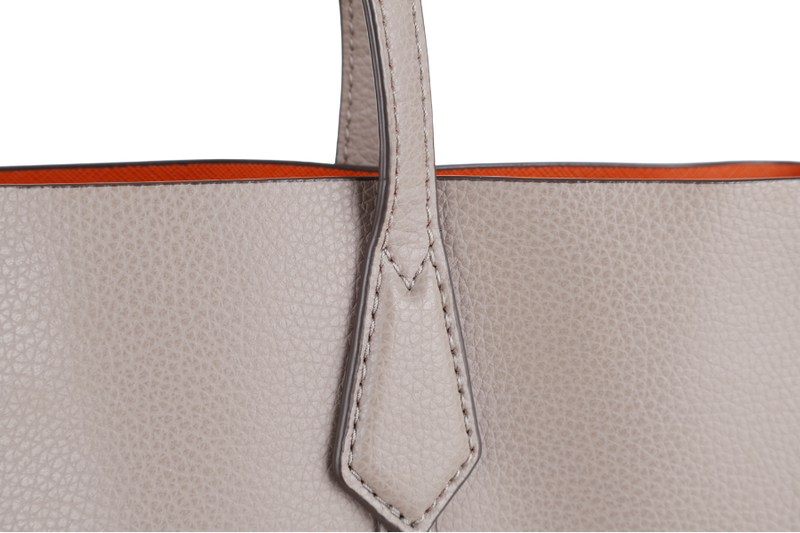TORY BURCH PERRY TRIPLE COMPARTMENT TOTE GREY LEATHER GOLD HARDWARE NO DUST COVER
