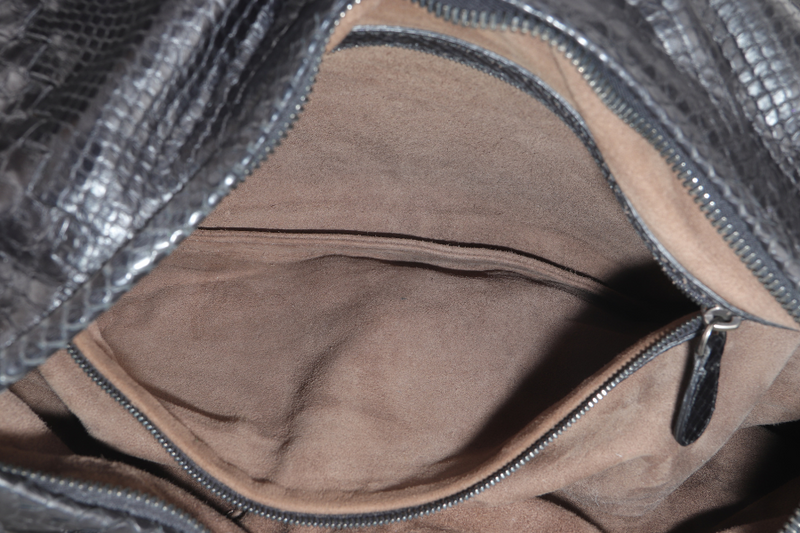 BOTTEGA VENETA BLACK PYTHON SKIN LARGE HOBO BAG WITH DUST COVER