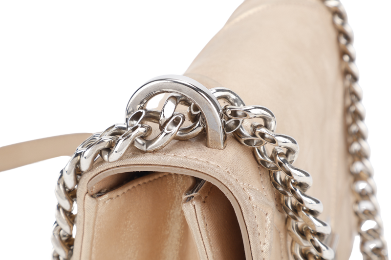 DIOR DIORAMA SMALL METALLIC BEIGE SUEDE SILVER HARDWARE 01-BO-0125 WITH CARD, DUST COVER AND BOX