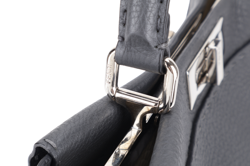 FENDI PEEKABOO ISEEU MEDIUM GREY LEATHER SILVER HARDWARE WITH STRAPS, DUST COVER AND RAINCOAT